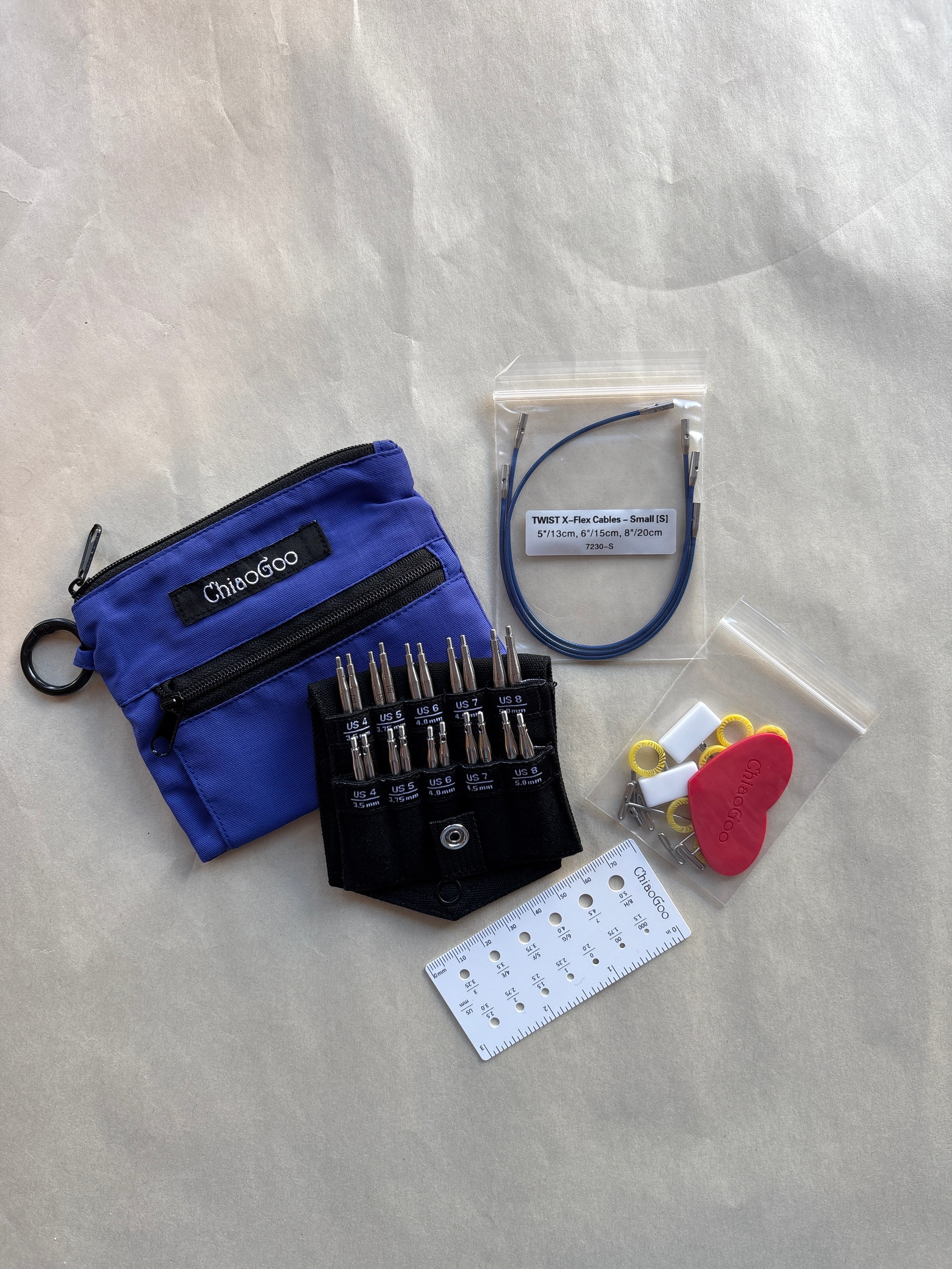 Twist Blue Shorties 2" & 3" (5 & 8cm) [S] (3.5-5.0mm) - Interchangeable Needles Set